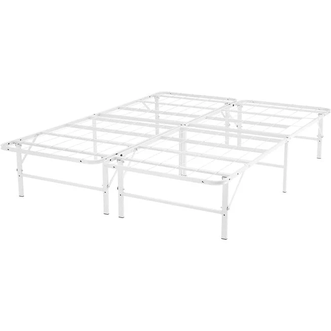 Heavy Duty Foldable Bed Frame with Steel Metal Slats Mattress Foundation