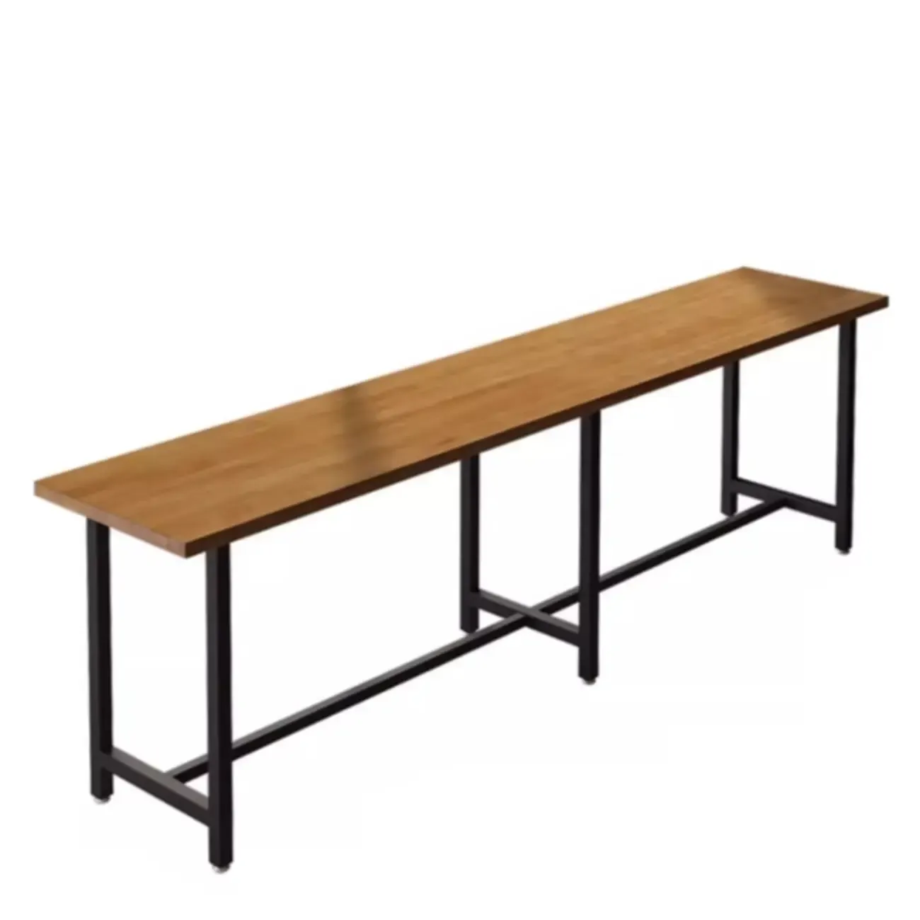 Footrest Black Metal 3-Pedestal Bar Table