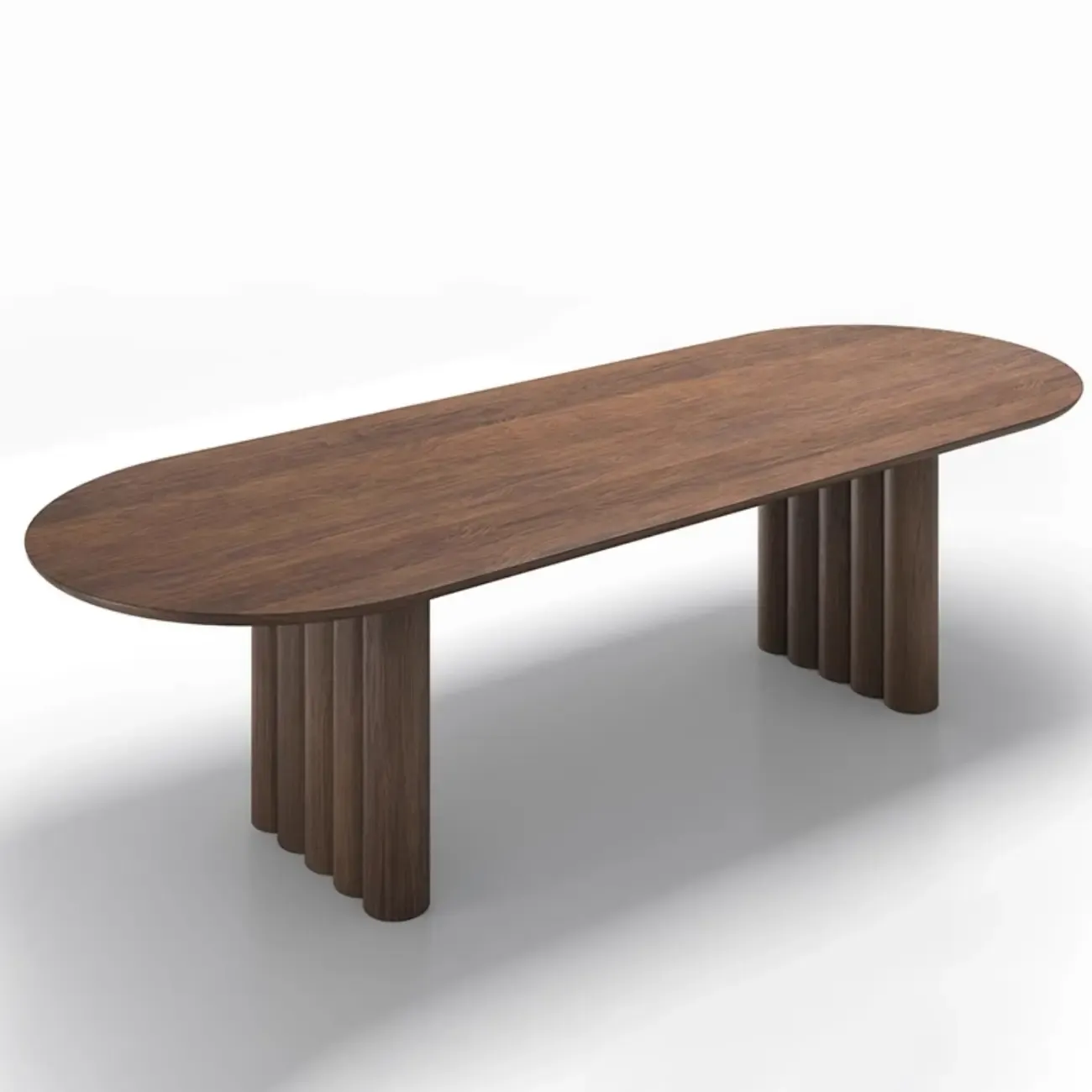 Modern Oval Solid Wood Double Pedestal Table