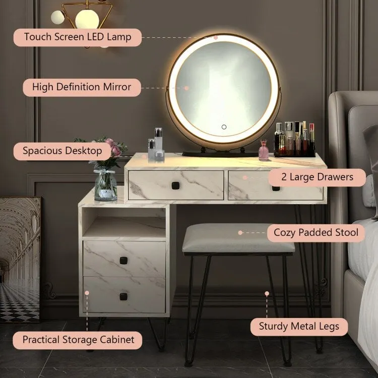 Modern Dressing Table with Storage Cabinet - 31.5 x 16 x 30 (L x W x H)