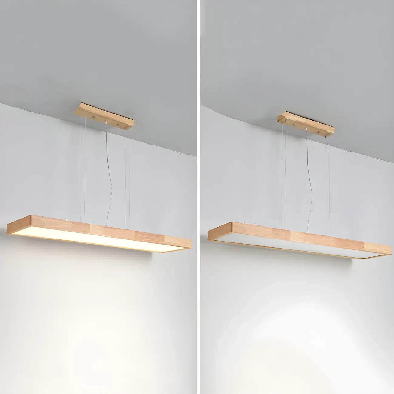 Natural Wood Dimming LED Rectangular Pendant Light