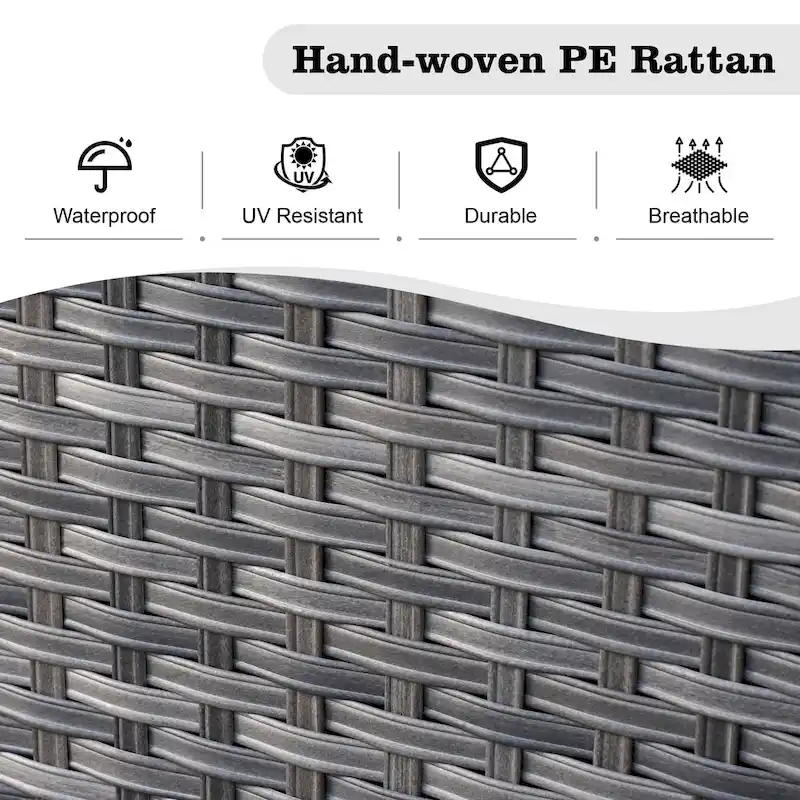 HOOOWOOO 10-piece Grey Rattan Patio Furniture Set with Fire Pit