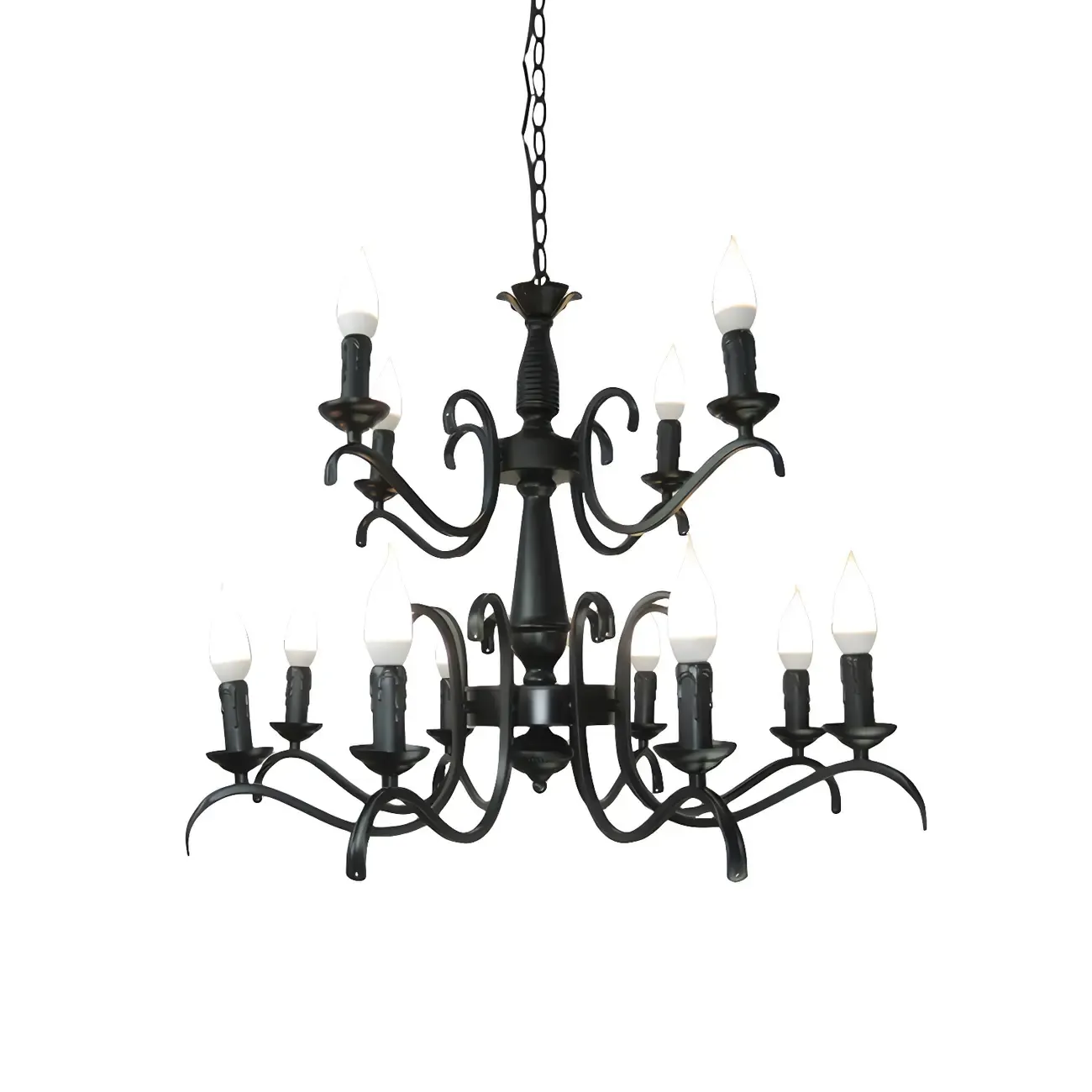 Industrial Black Metal Candelabra Chandelier