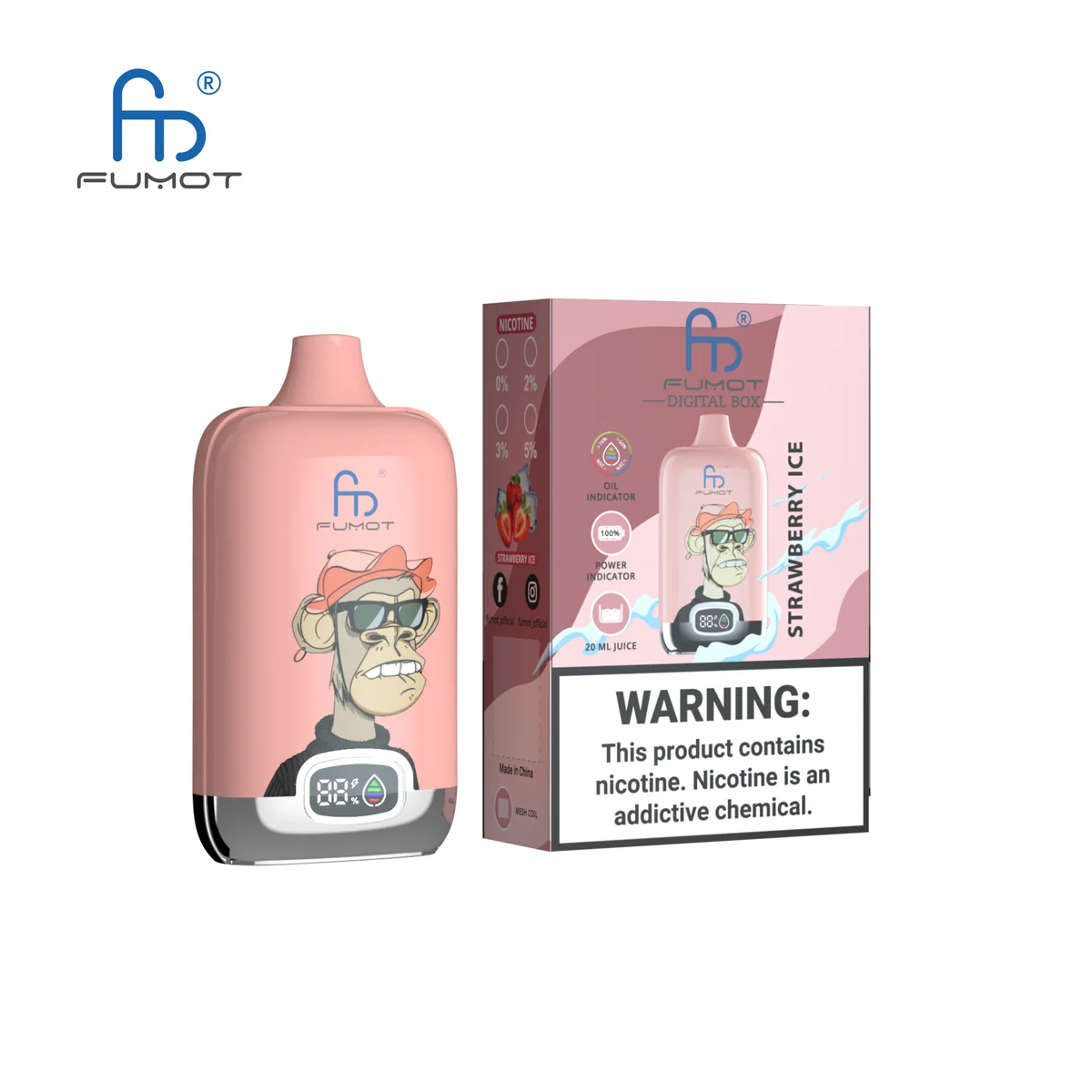 Fumot Digital Box 12000 Strawberry Ice – Einweg-Vape mit Einzelverpackung