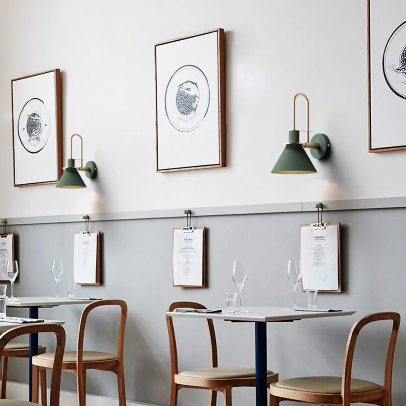 Cone Bathroom Vanity Light with Green Iron Shade