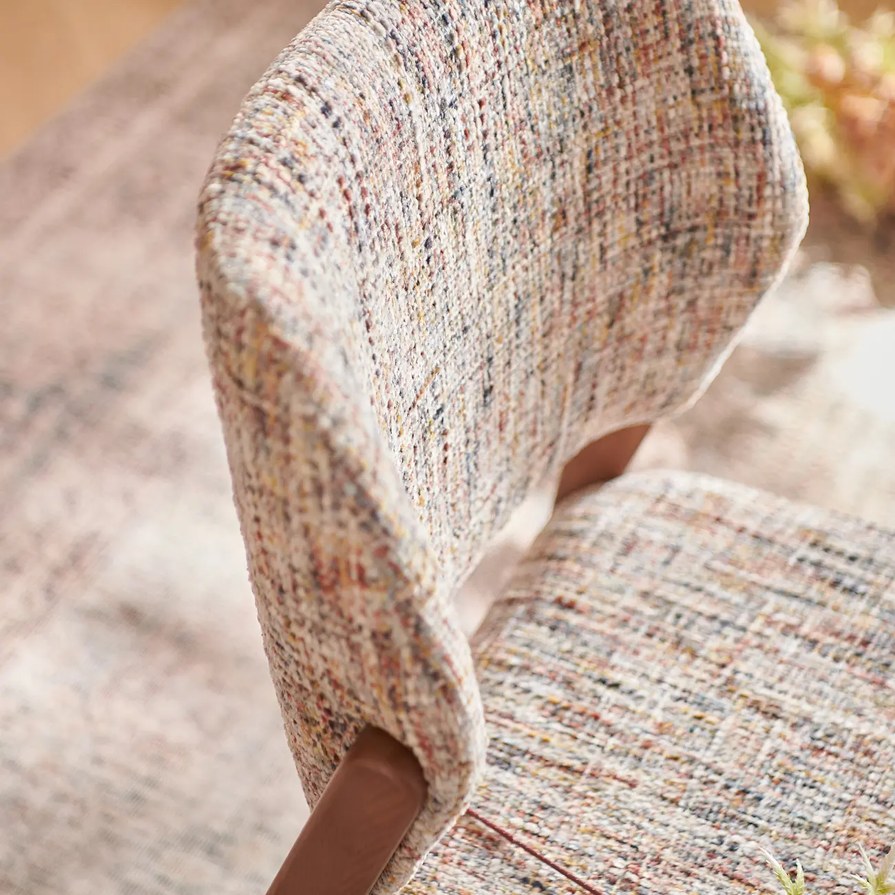 Mid Century Modern Wood Chenille Dining Chair Upholstery