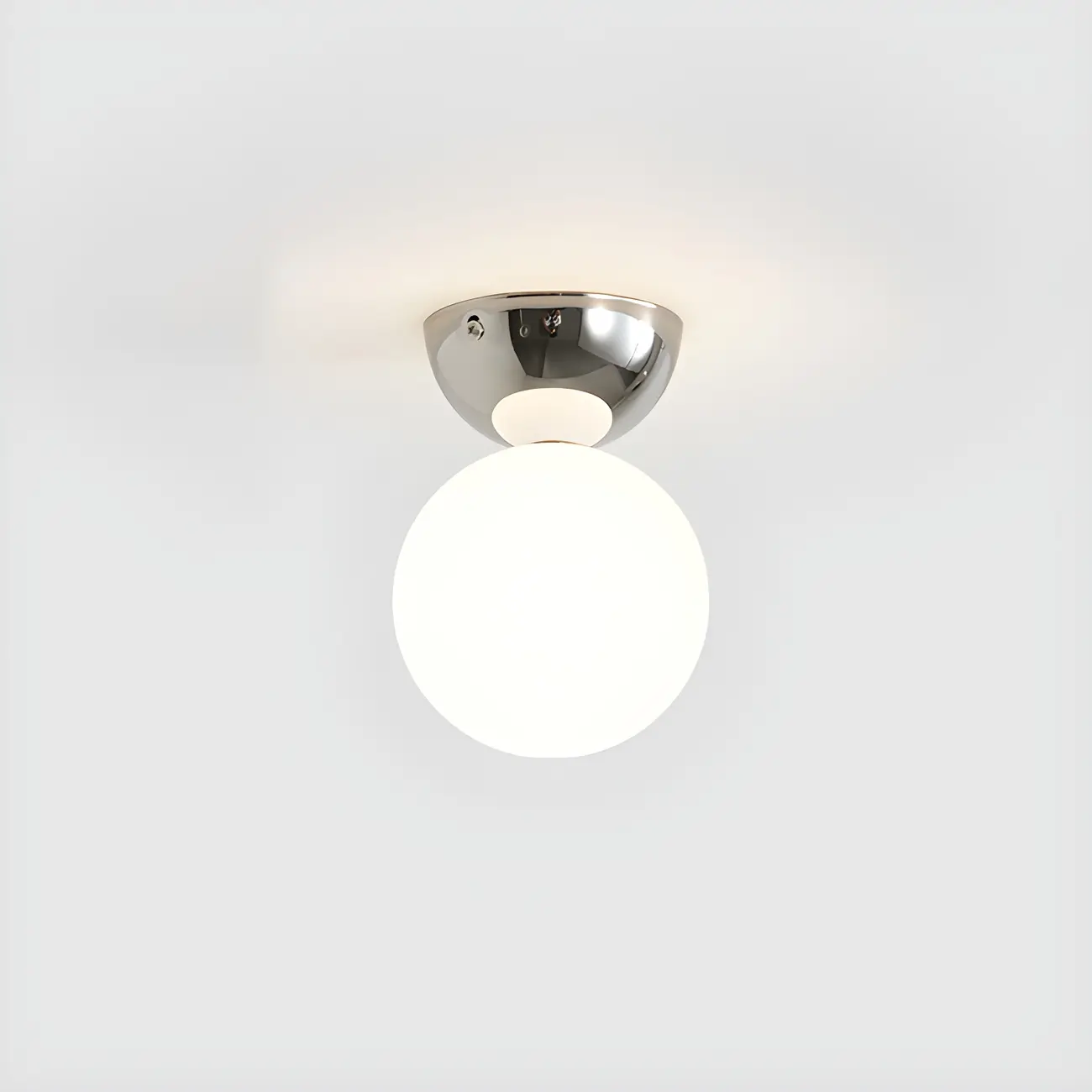 Simple White Ball Shade Metal Semi Flush Ceiling Light