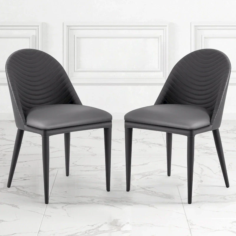 Fully Assembled Microfiber Leather Upholstered Dining Chairs, Set of 2 - 22.44D x 18.5W x 32.28H