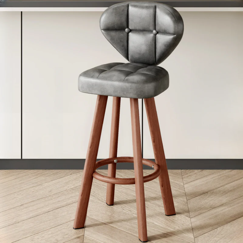 Modern Tufted Counter Height Bar Stools with Metal Footrest