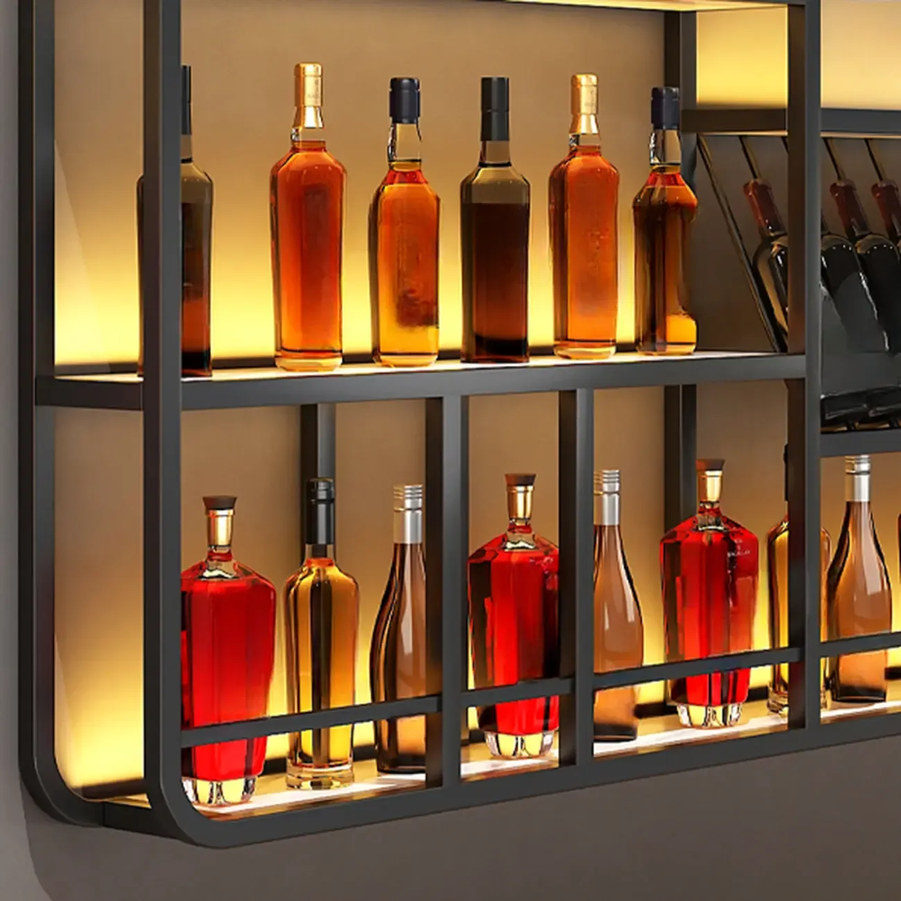 Glam Gold Wall-Mounted Open Wine Bottle Rack