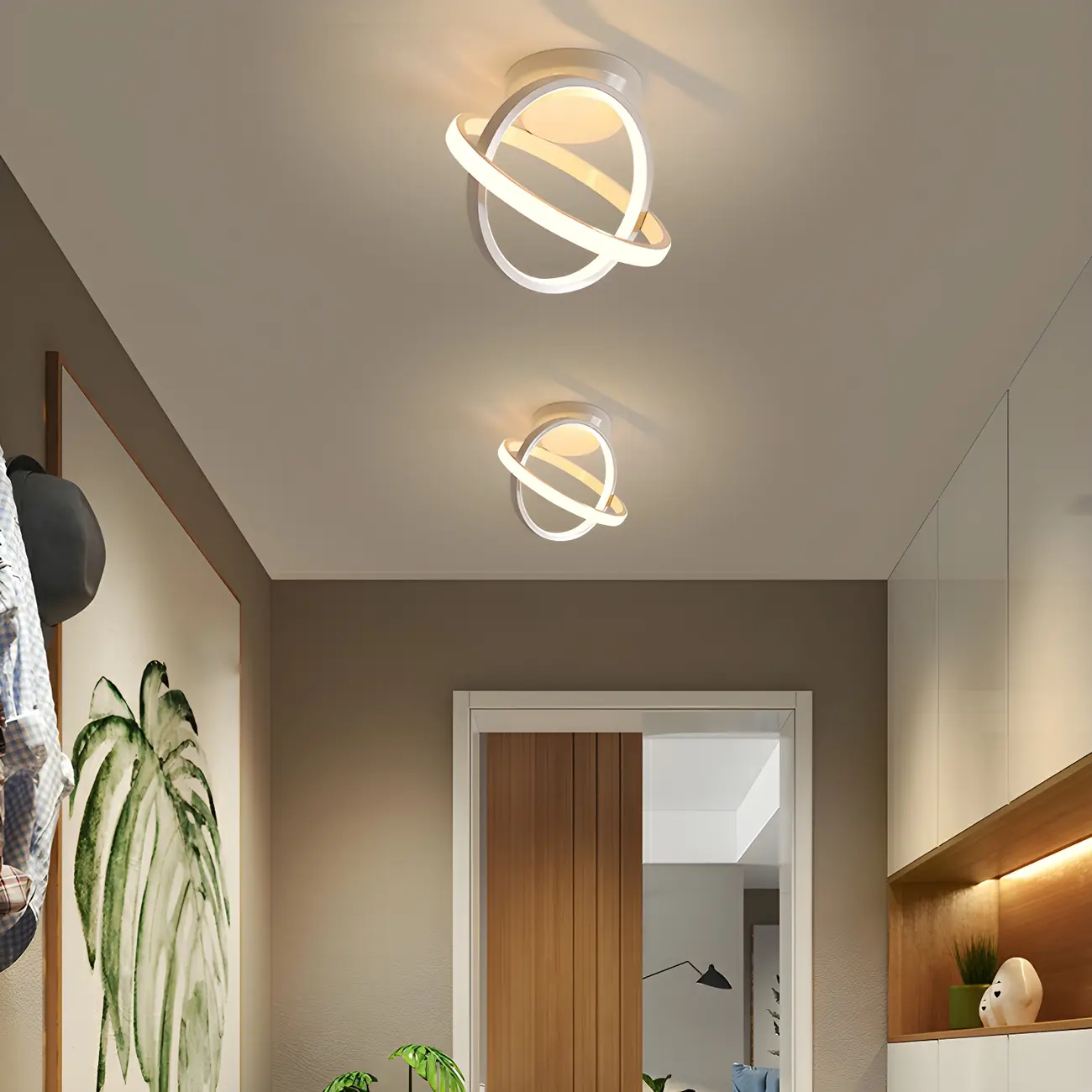 Mini Cross Ring Hallway Dimmable Semi Flush LED Ceiling Light
