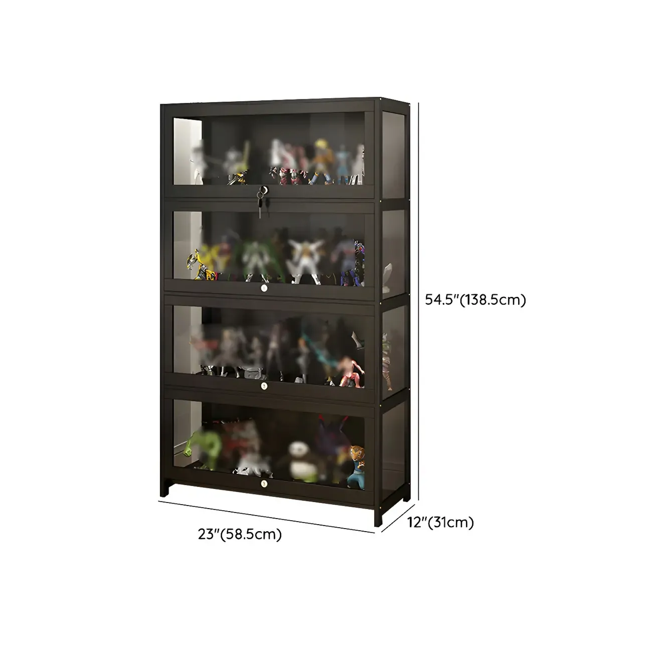 Living Room Modern Black Glass Figurine Display Cabinet