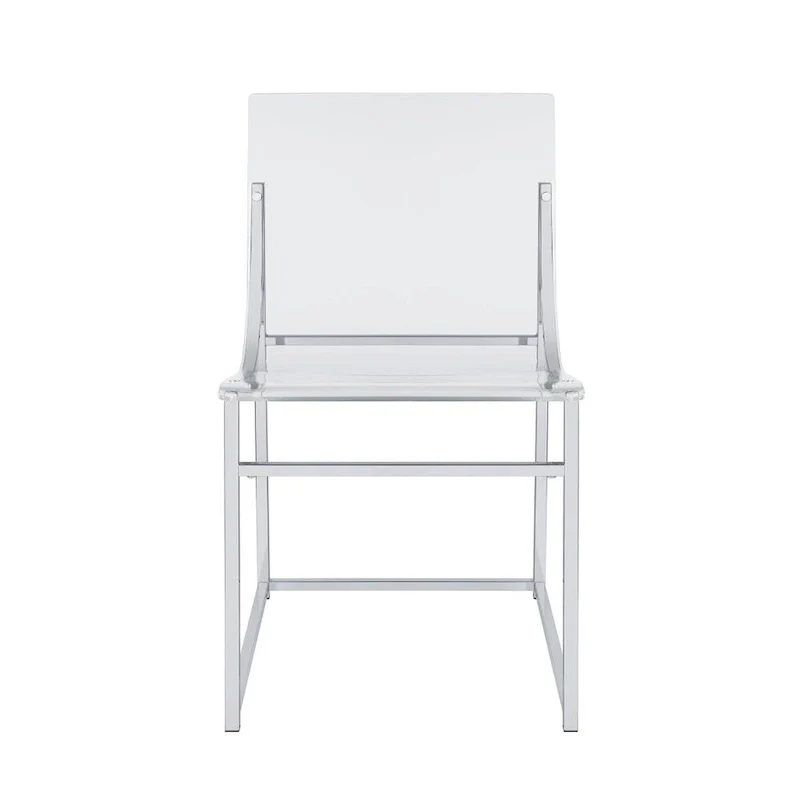 Set of 2 Dining Side Chairs in Clear and Chrome