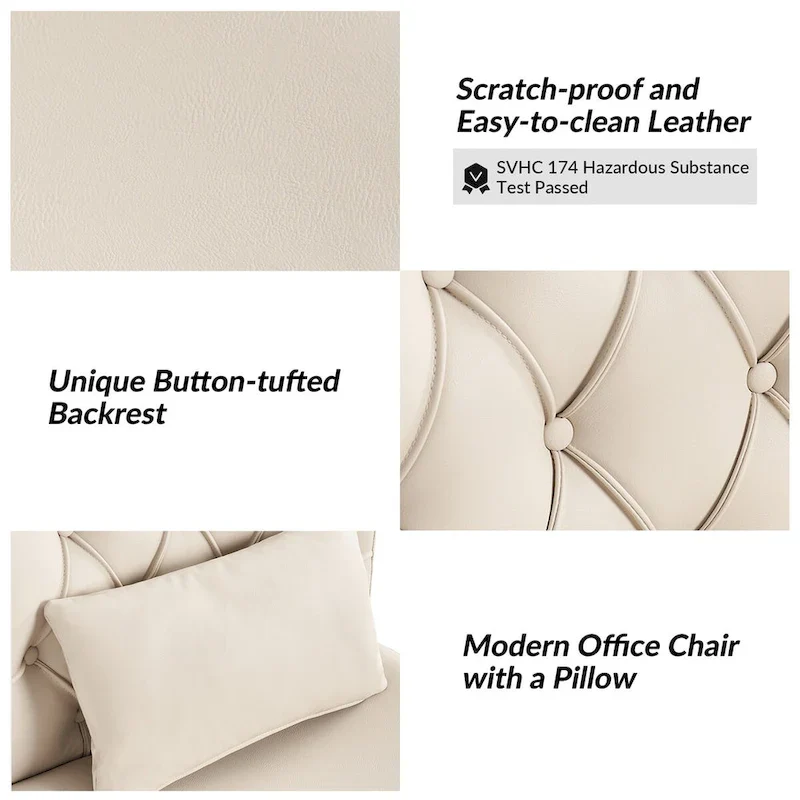 Charlie Modern Button-Tufted Swivel Tilting Office Chair with Pillow by HULALA HOME