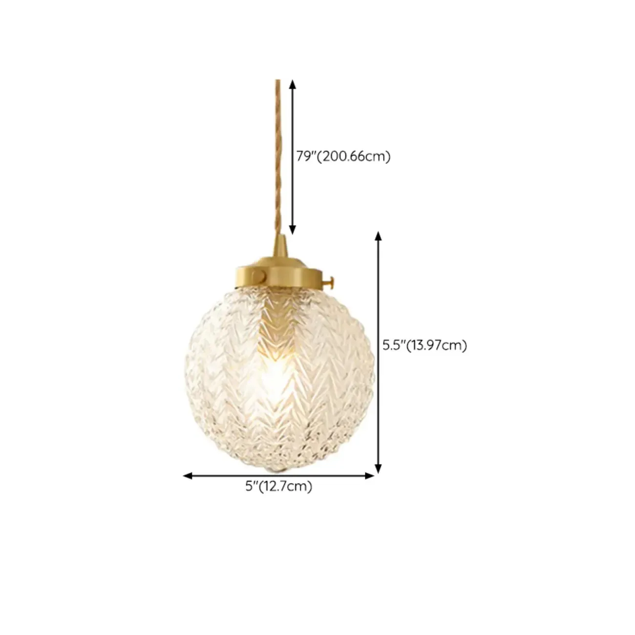 Modern Gold Carved Glass Globe Pendant Light