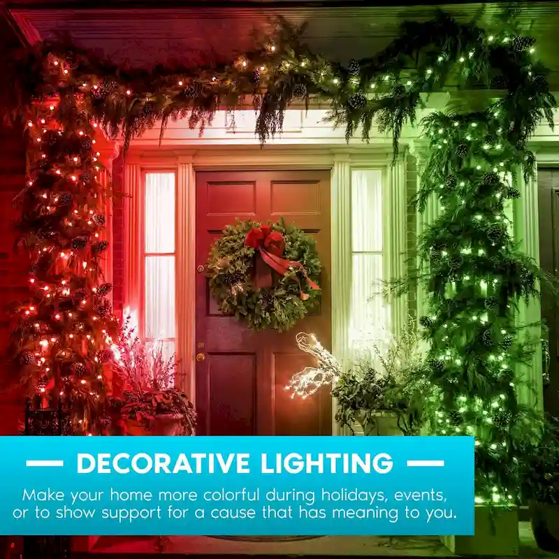 Luxrite A19 Christmas LED Red and Green Light Bulb 60W Equivalent UL E26 Indoor Outdoor Holiday Lighting