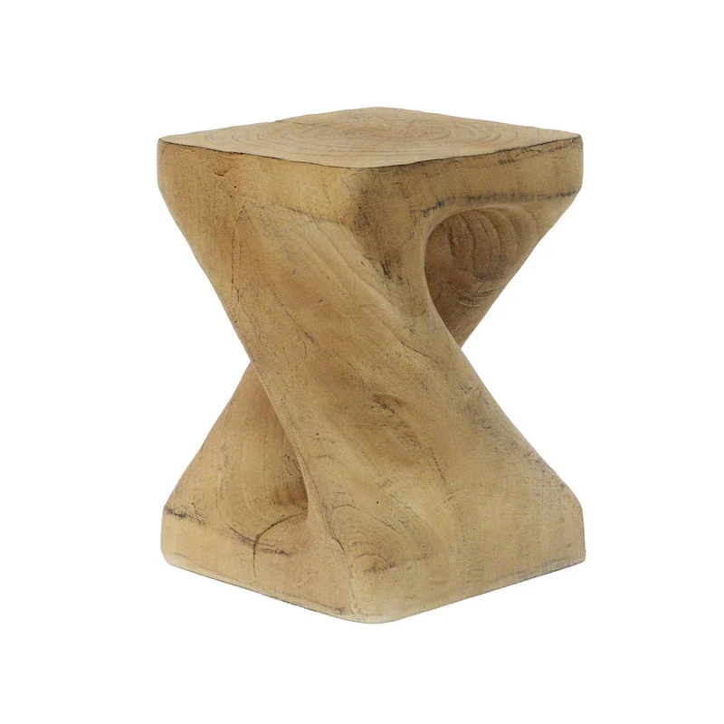 MGO Twist Shape Side Table, Wood-like Texture