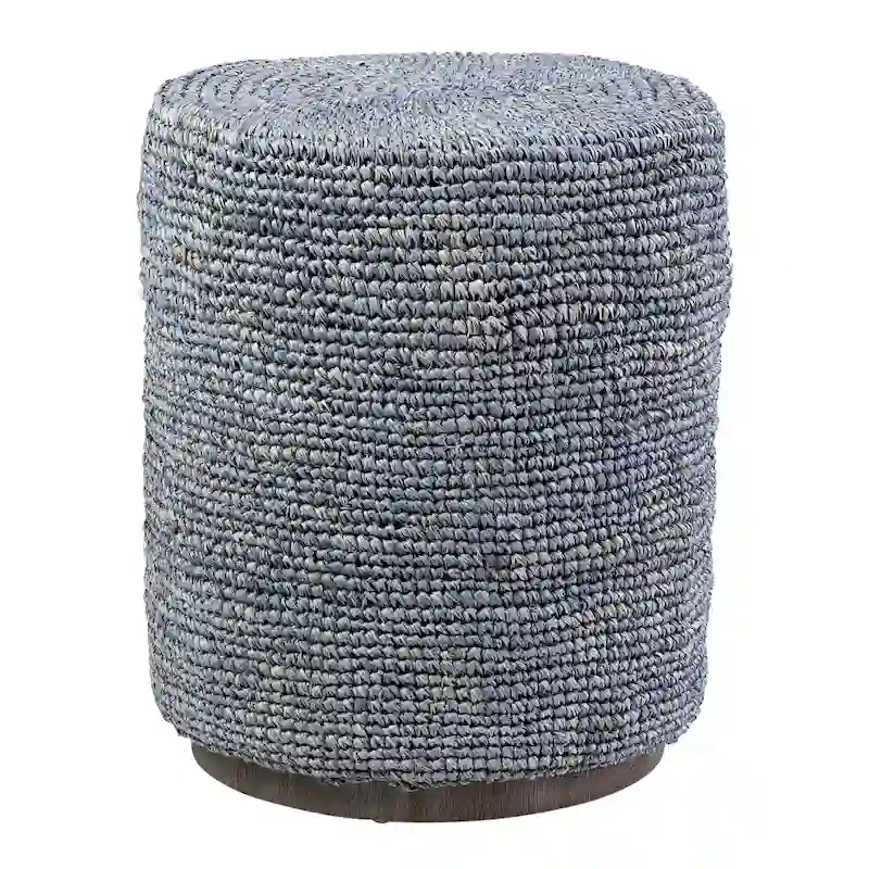 Handwoven Natural Raffia Ottoman Accent Table by East at Main