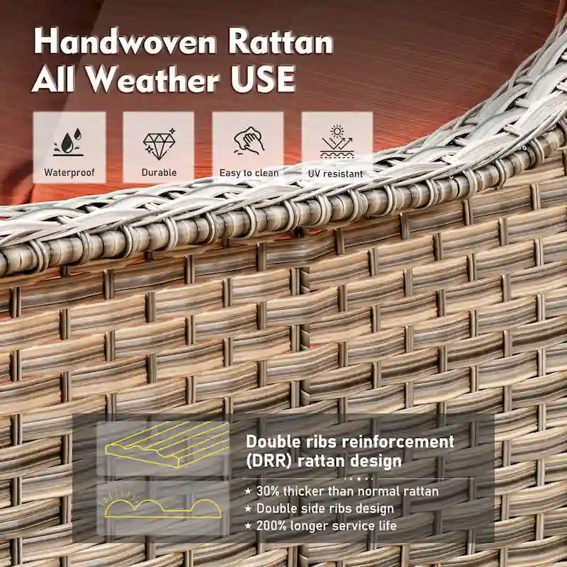 XIZZI 6-piece Patio Wicker Furniture Set with Fire Pit Table