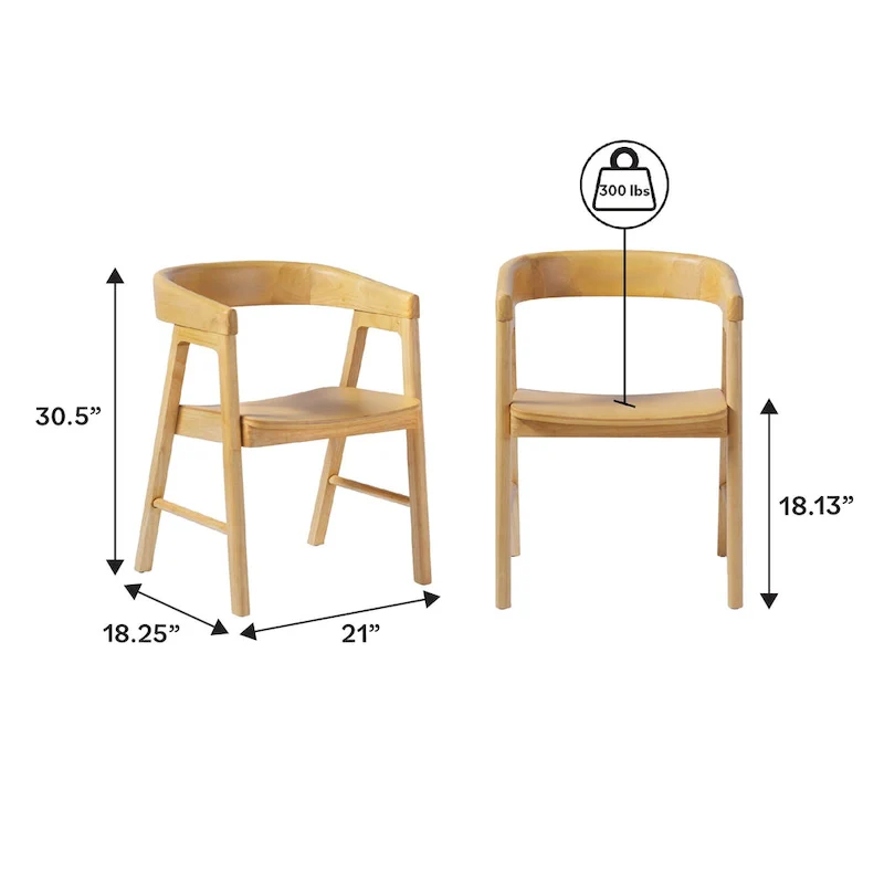 Middlebrook Modern Solid Wood Rounded Back Dining Chair (Set of 2)