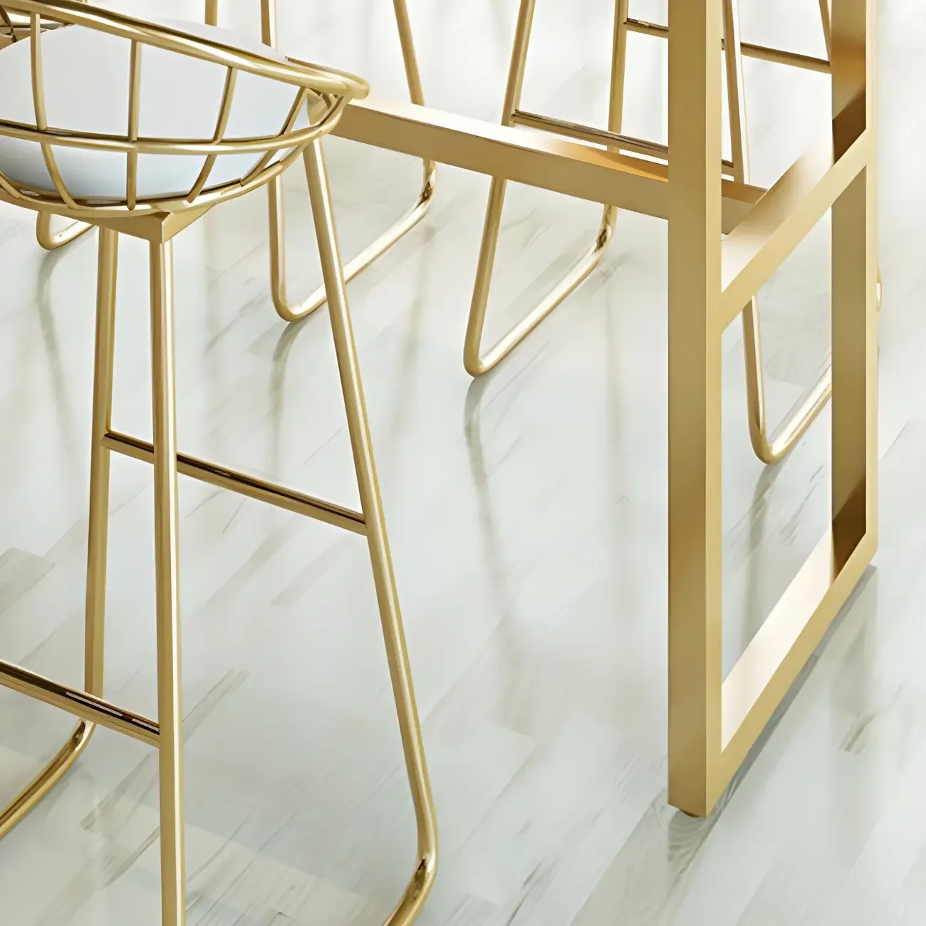 Rectangular Glam Marble Gold Base Bar Height Table