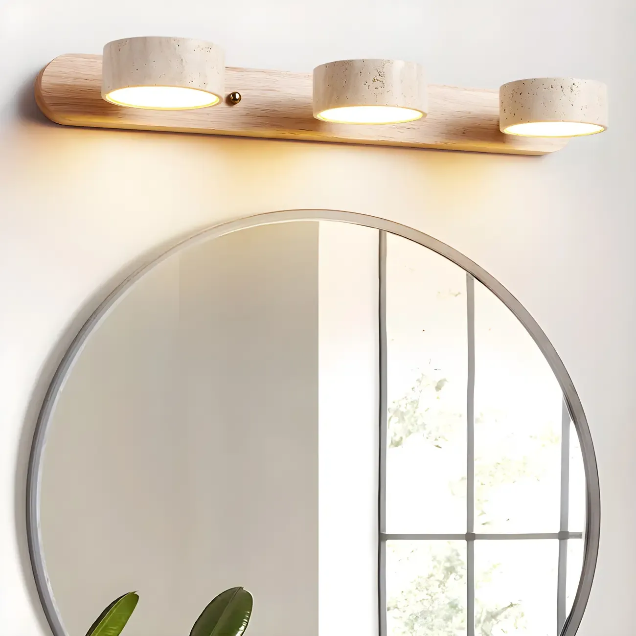 Modern White Stone Circular Multi-Light LED Vanity Light