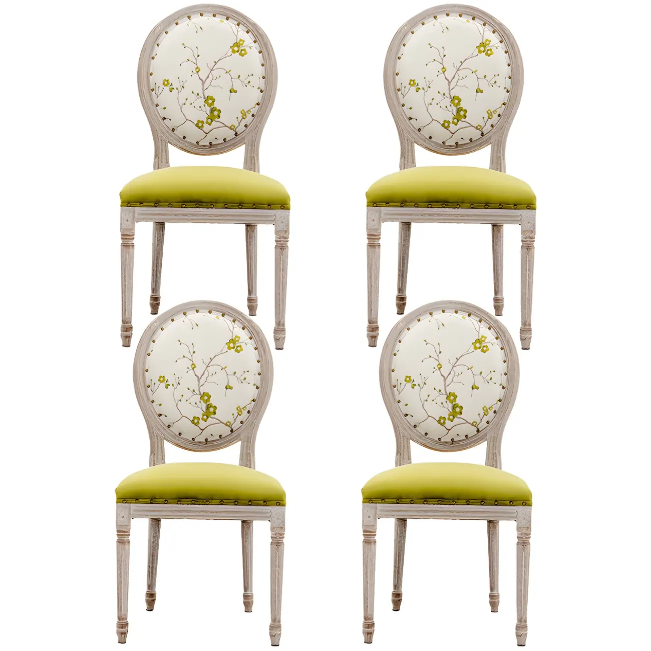 Upholstered King Louis Back Light Wood Dining Chair