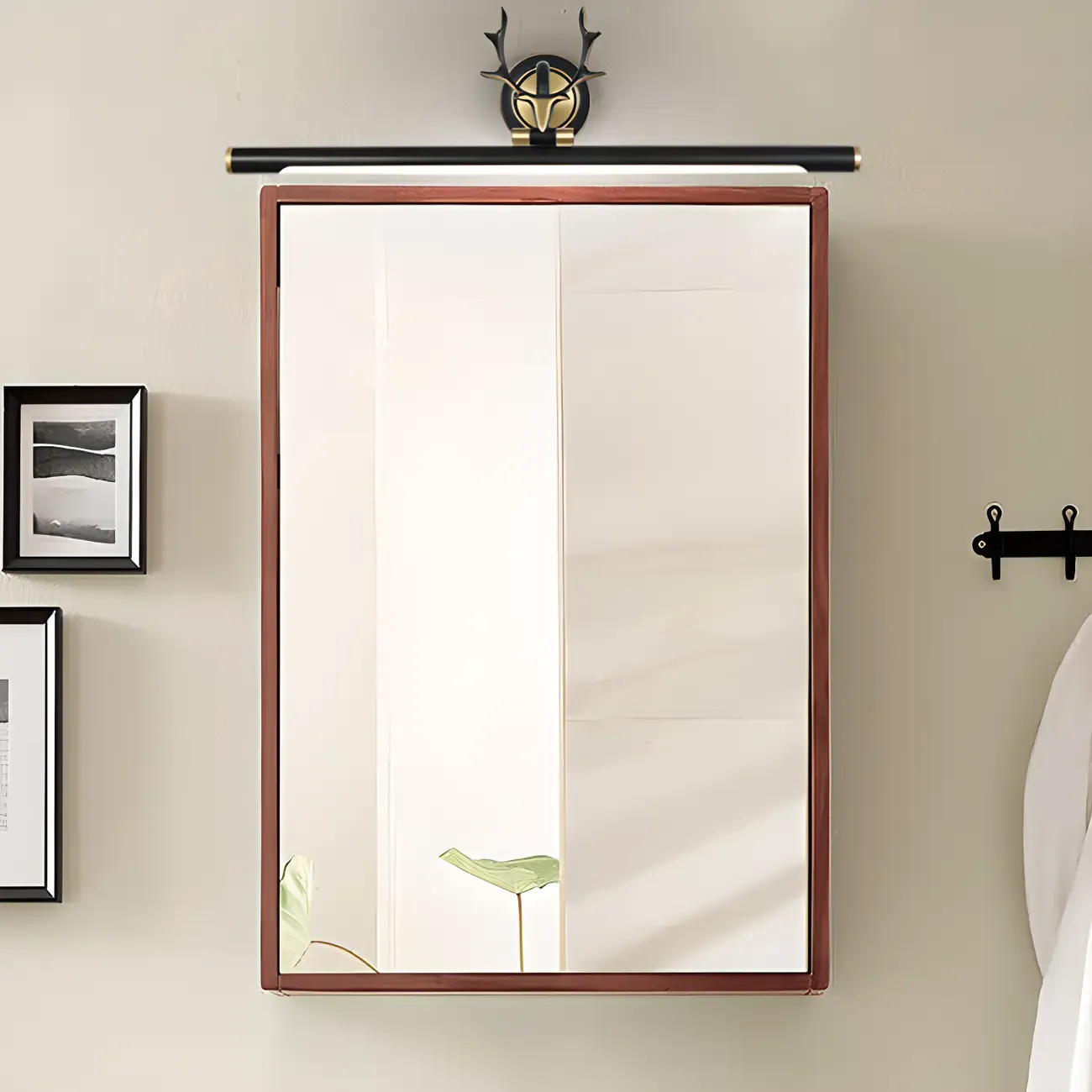 Modern Linear Gold Bathroom Vanity Light with Antler Design