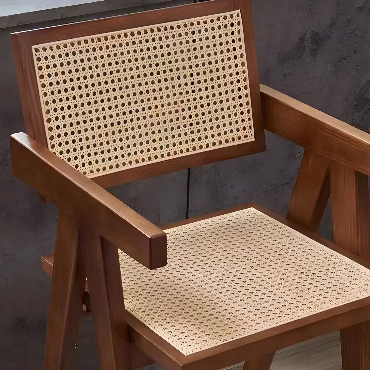 Mid-Century Rattan Square Stackable Counter Height Stools