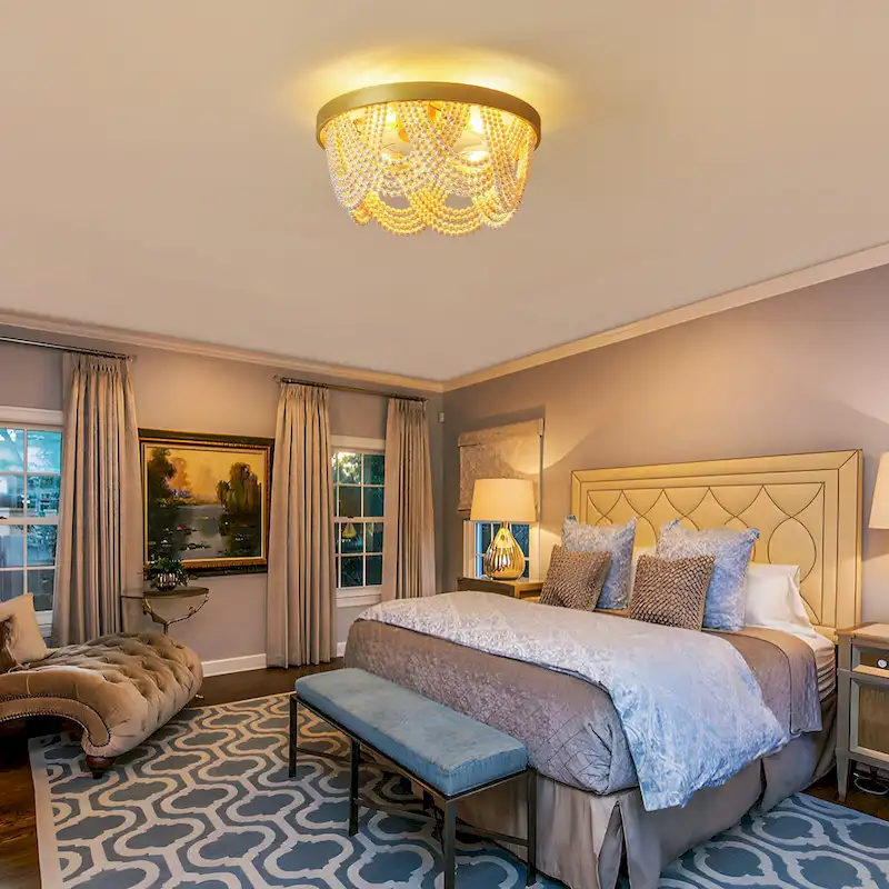 20  Boho Crystal Ceiling Fans with Lights Flush Mount