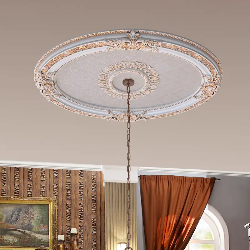 Golden Rocaille Oval Chandelier Ceiling Medallion