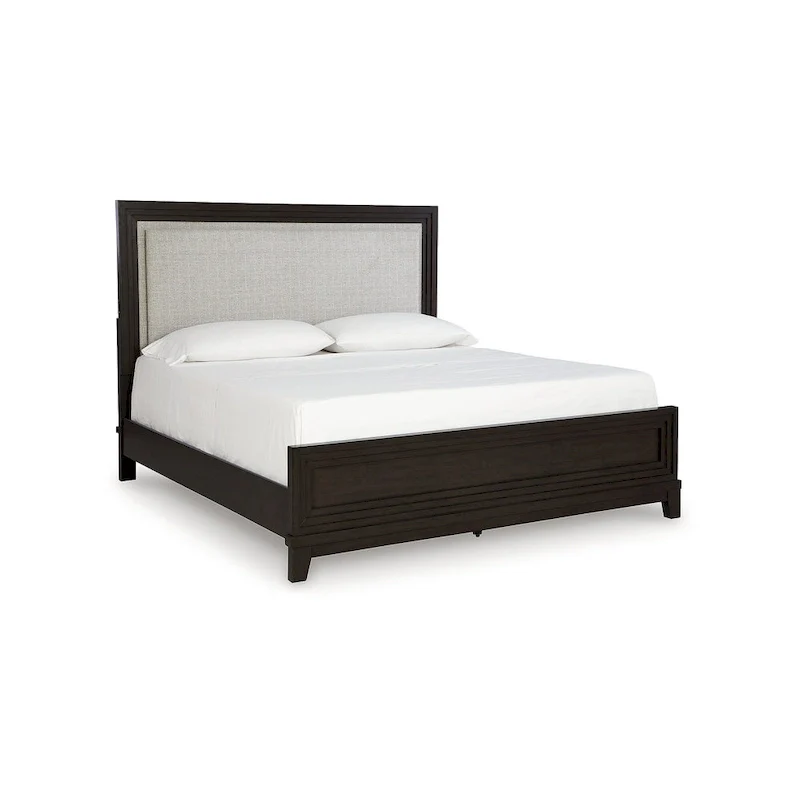 Signature Design by Ashley Neymorton Dark Brown/Gray Upholstered Panel Bed
