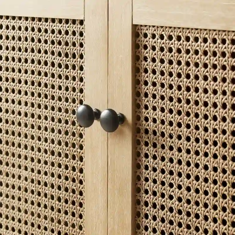 Art Leon Woven Rattan Wicker Accent Cabinet