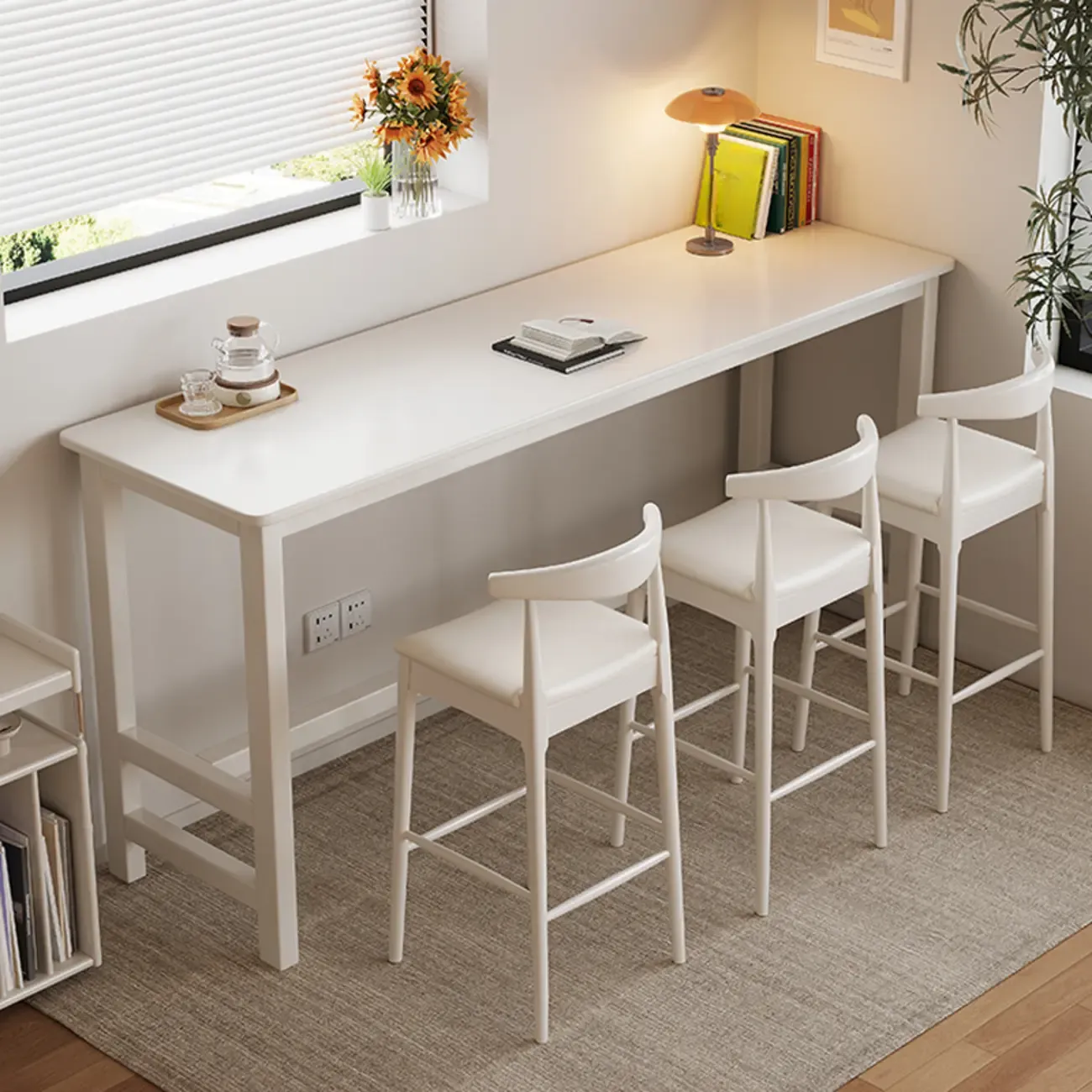 Modern Rubberwood Bar Tables with Trestle Base