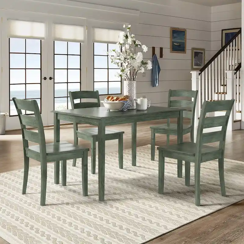 Wilmington II 48-Inch Rectangular Antique Sage Green 5-Piece Dining Set by iNSPIRE Q Classic