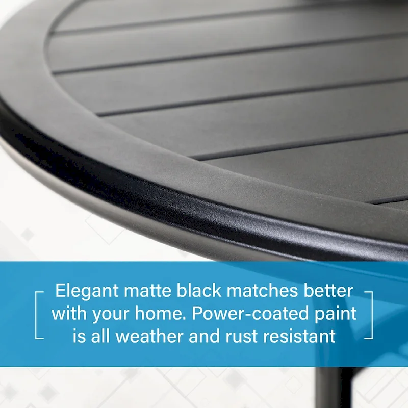 MAISON ARTS 5 Piece Metal Patio Dining Set, 4 Swivel Armrest Chairs with Cushion and 37.8 Round Table with 1.57 Umbrella Hole