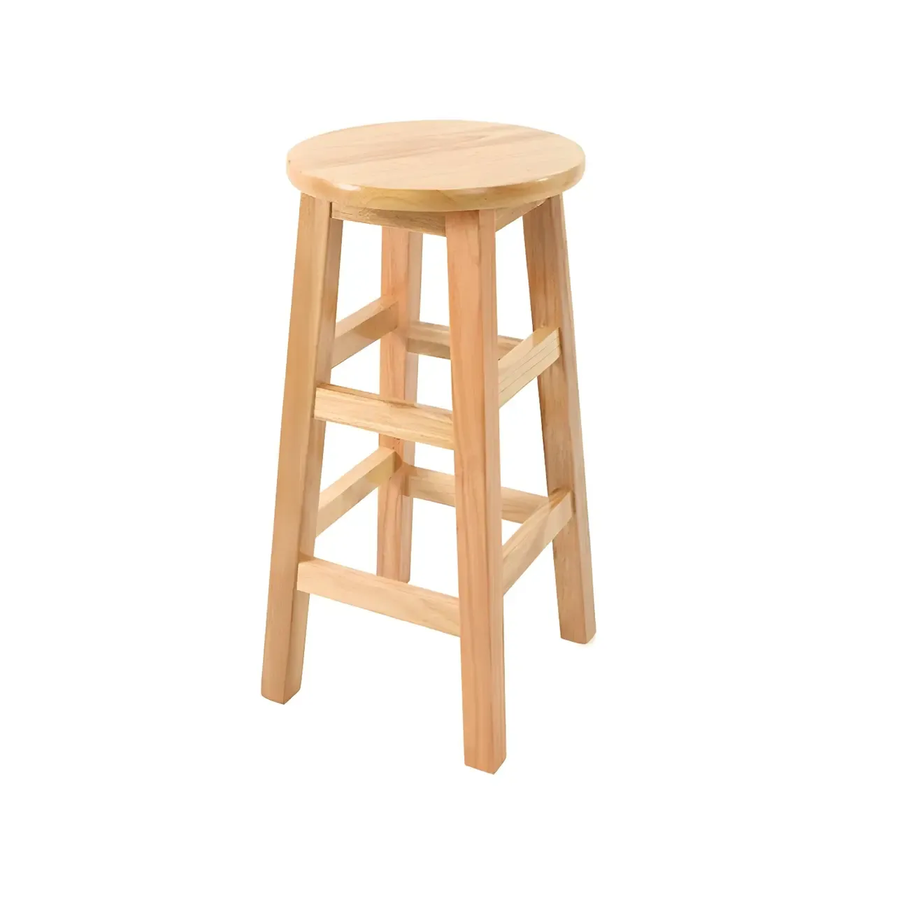 Round Oak Wood Backless Counter Height Bar Stool