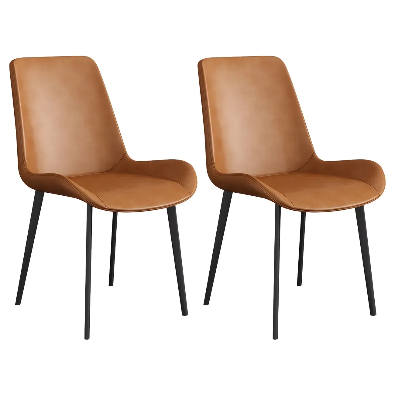 Sloped Armless Leather Upholstered Parsons Dining Chair