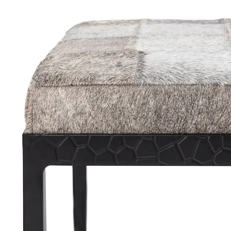 Classic Home Achen Leather Hide Ottoman Bench