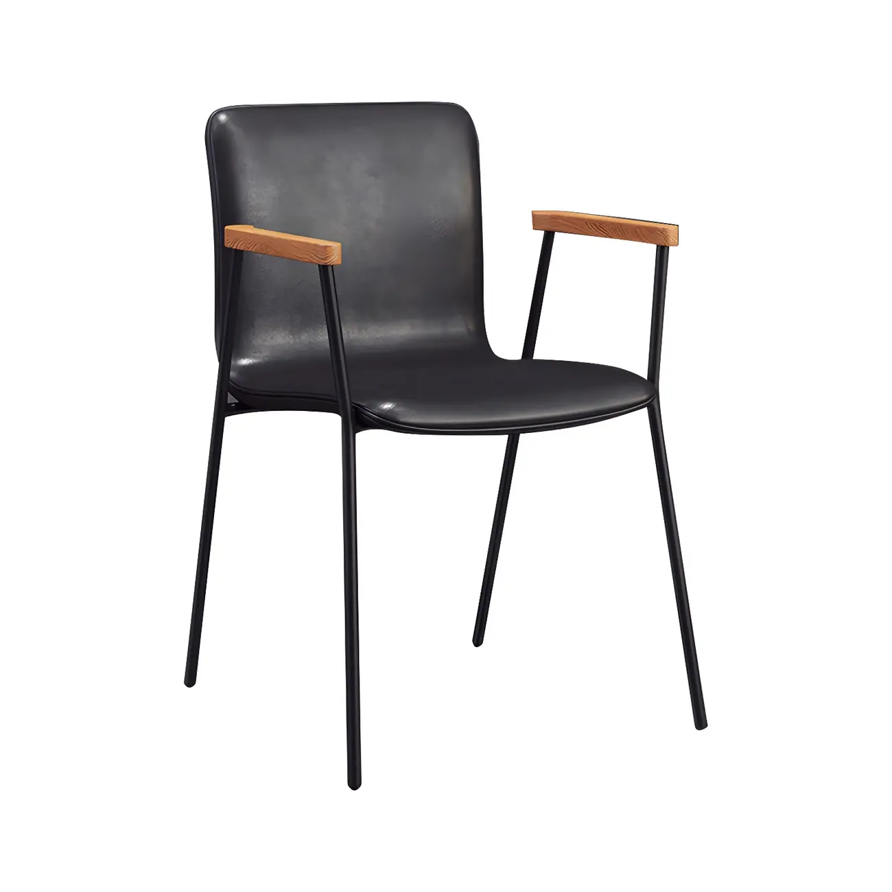 Leather Metal Legs Armrest Backrest Dining Chair