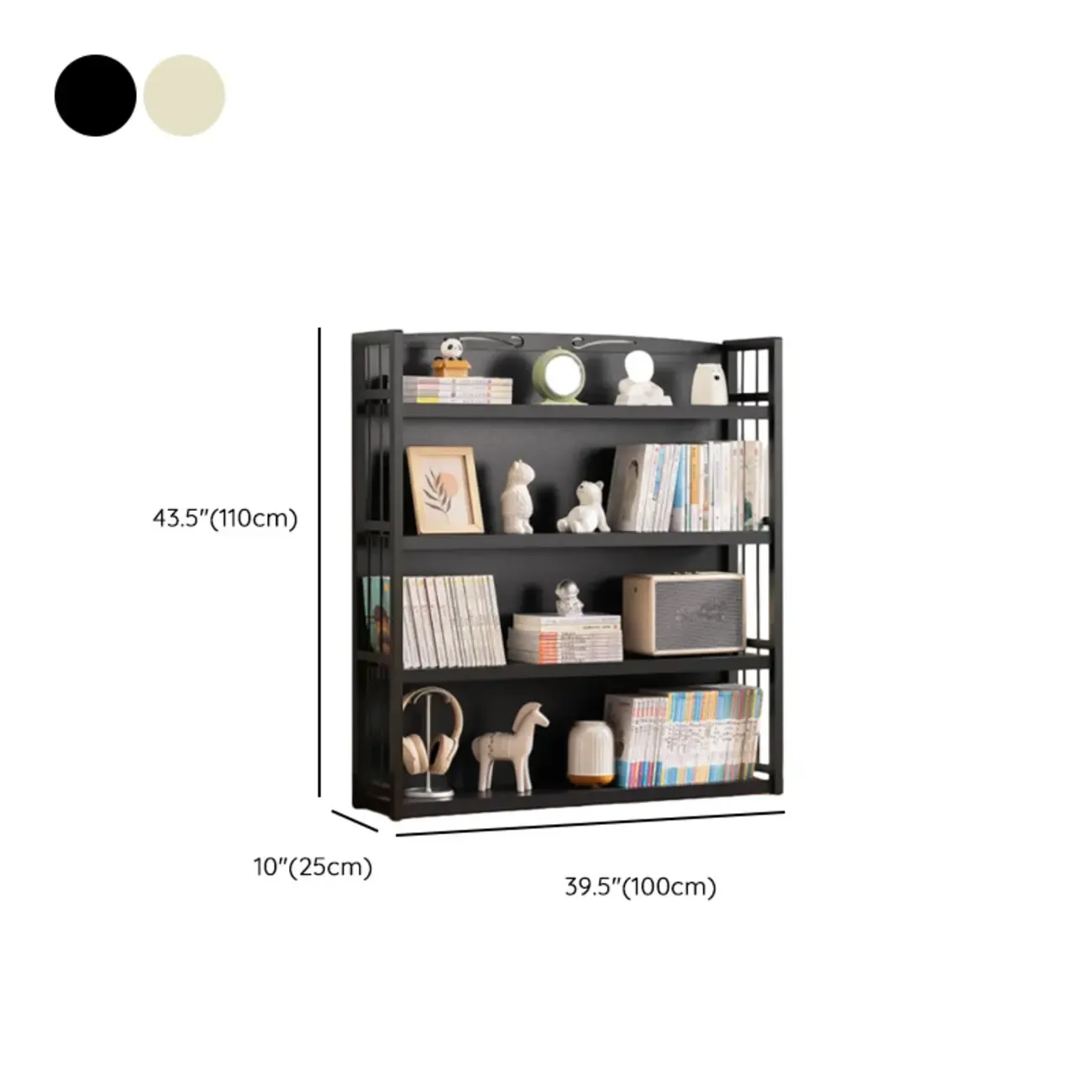 Premium Bamboo Modern Black 5-Shelf Open Bookshelf