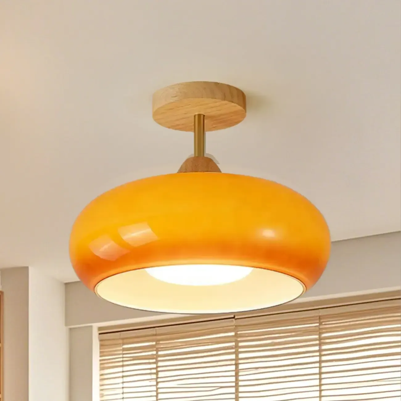 Modern Mini Semi Flush Mount Ceiling Light with Drum Shape
