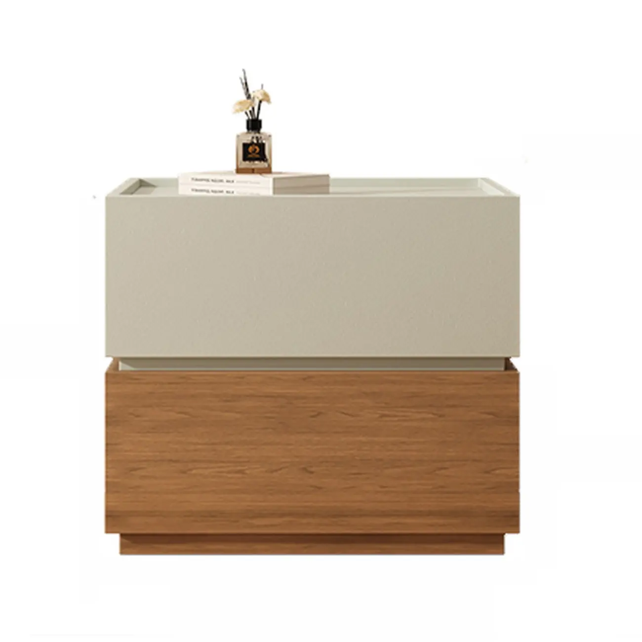 Modern Wood Two-Tone Drawers Nightstand