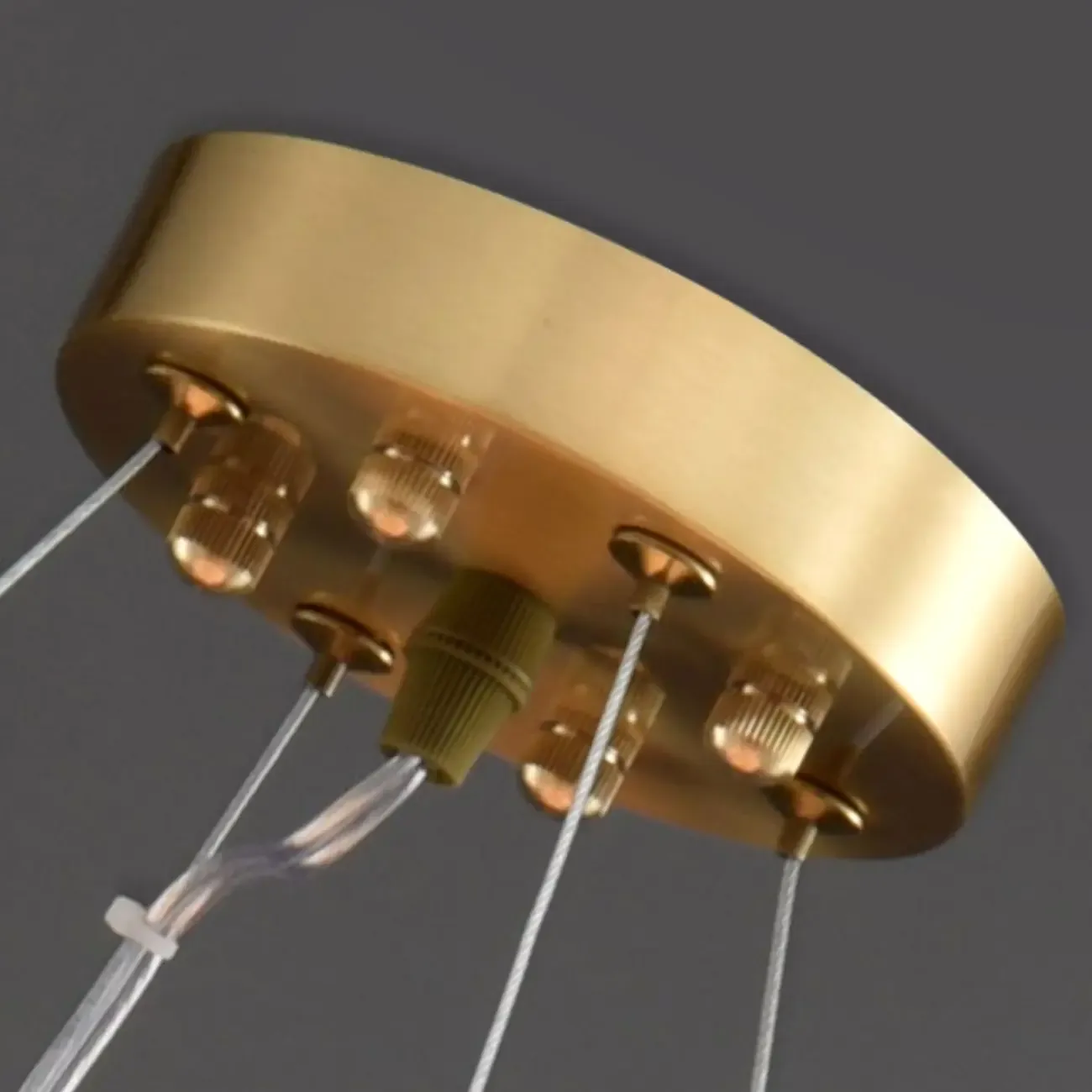 2-Tiers White Metal Circle Alabaster Drum Chandelier