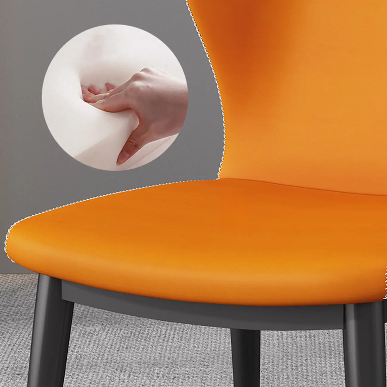 Modern Faux Leather Dining Chair with Wing Back Steel Legs