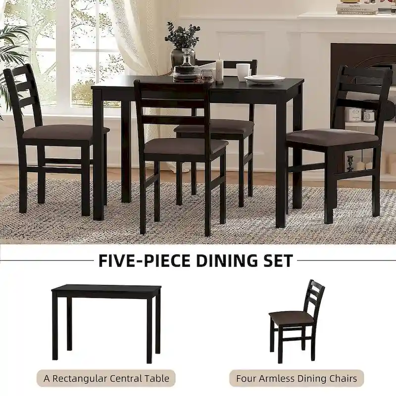 5 PCS Pub Sets Stylish Dining Table Set with 4 Upholstered Chairs