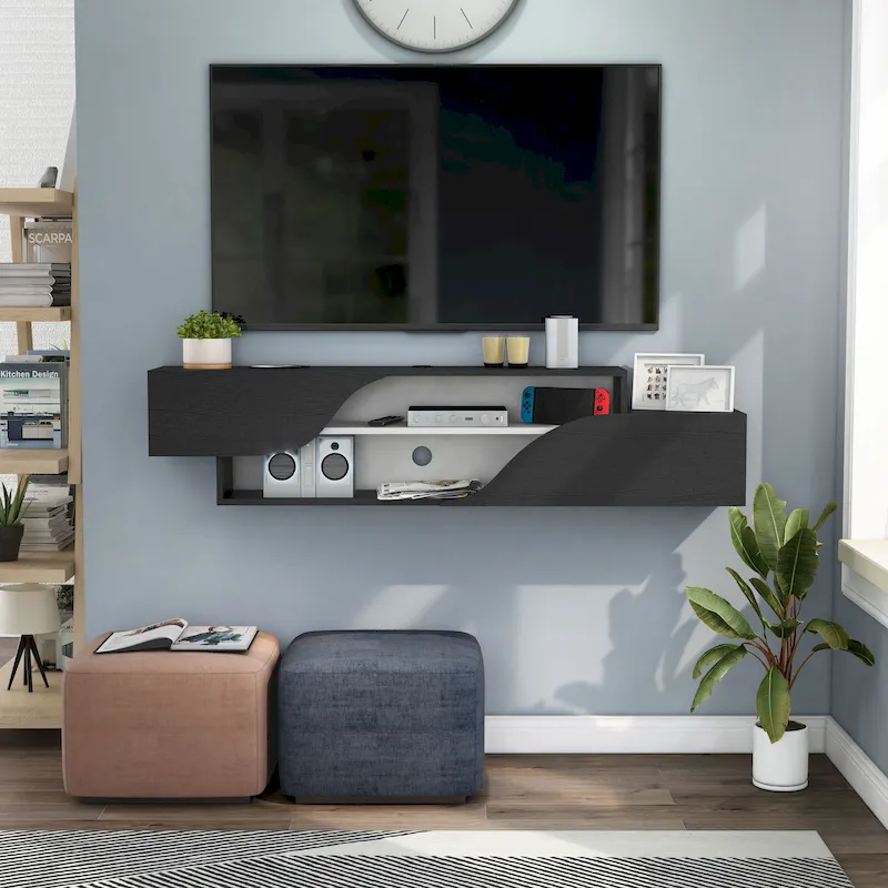 DH BASIC Transitional 59-inch 2-Shelf Floating TV Stand by Denhour