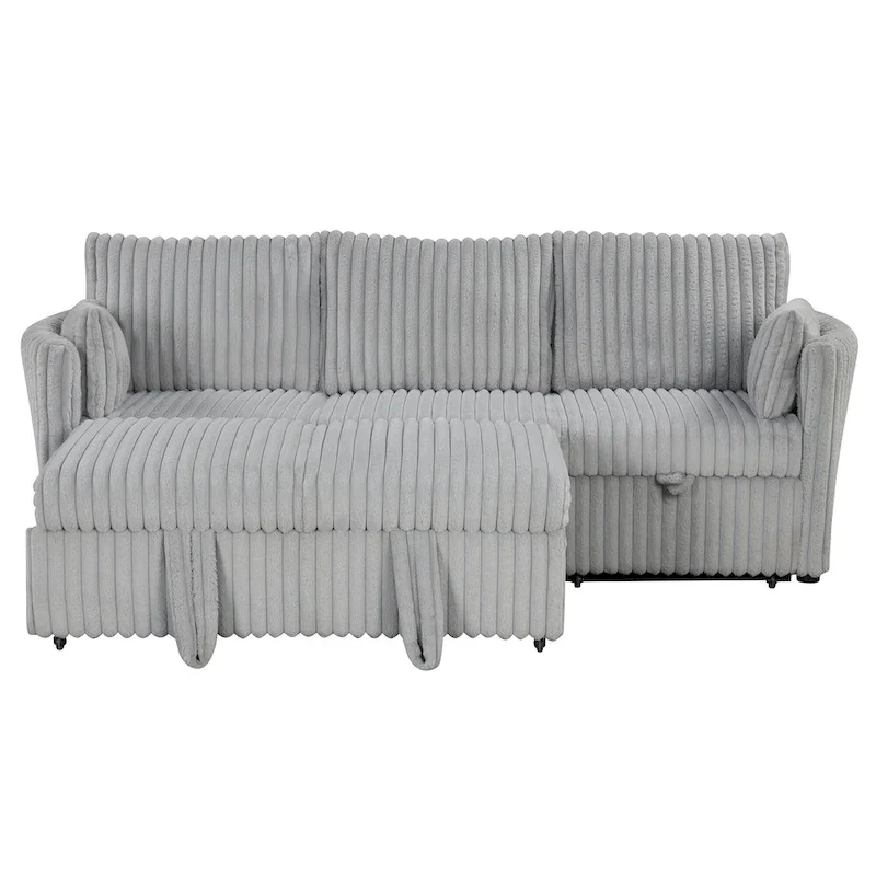 Modern Fabric Sleeper Sectional with USB and 2 pillows