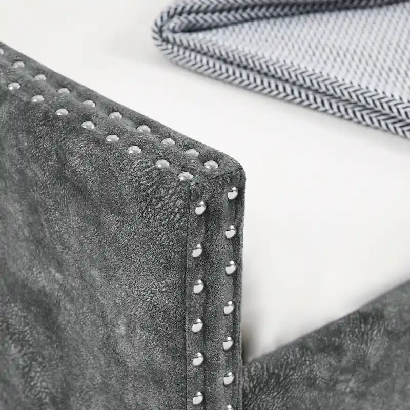 Upholstered Tufted Sofa Bed with Trundle