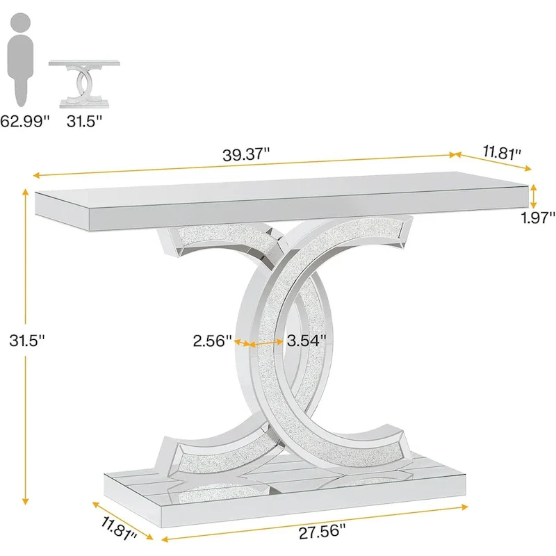 Console Table, Entryway Table with Geometric Legs, Sofa Table - 11.81  D x 39.37  W x 31.49  H